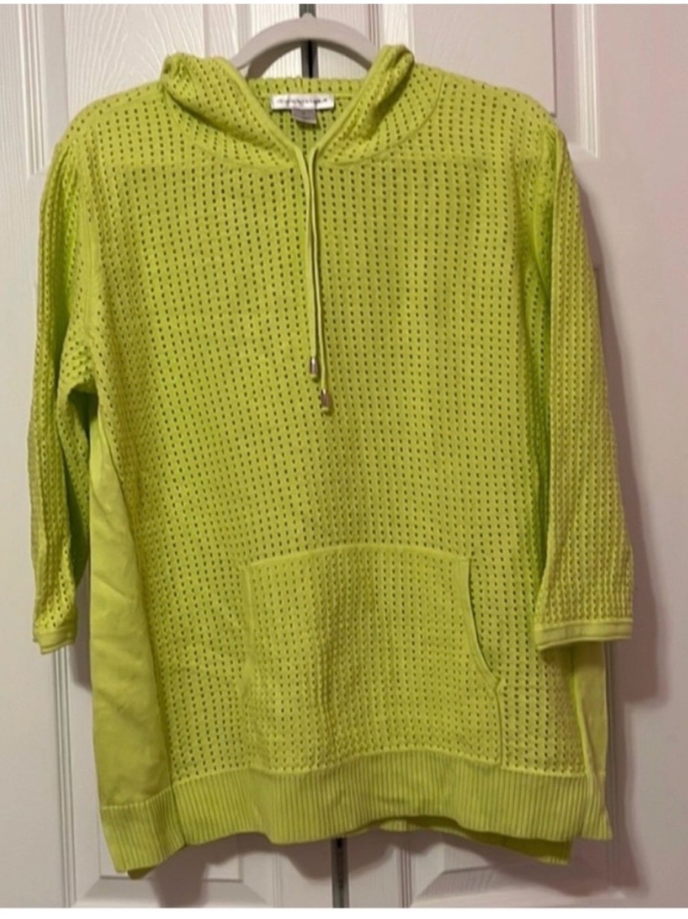 Lightweight Hooded Knit Pullover Sweater - Lime Green